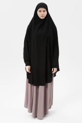 Kadın Tesettür Medine İpeği Çarşaf Üstü Peçeli Sufle Hijab thumbnail 1