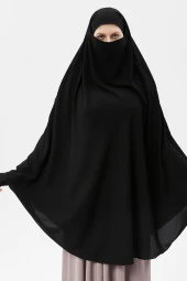Kadın Tesettür Medine İpeği Çarşaf Üstü Peçeli Sufle Hijab thumbnail 7