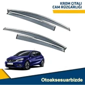 Caraks Nissan Pulsar Mügen Cam Rüzgarlığı Kromlu Rüzgarlık ( Paslanmaz Kromlu ) 2015 Sonrası FÜME RENK - 1