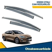Caraks Focus 5 Mügen Cam Rüzgarlığı Kromlu Rüzgarlık ( Paslanmaz Kromlu ) Sedan 2019 Sonrası FÜME RENK - 1