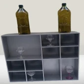 Hobi ADN Dekoratif 90352 Kupa Raf Model Ahşap MDF Gümüş Gri Renk El yapım - 1