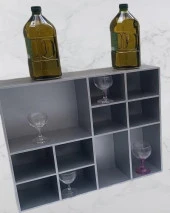 Hobi ADN Dekoratif 90352 Kupa Raf Model Ahşap MDF Gümüş Gri Renk El yapım - 2