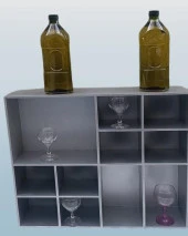 Hobi ADN Dekoratif 90352 Kupa Raf Model Ahşap MDF Gümüş Gri Renk El yapım - 3