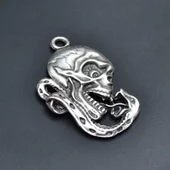 Yılan - Kuru Kafa - Venom Kolye Ucu - Antik Gümüş Kaplama - Kod:92 thumbnail 1