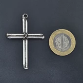 Çivili Haç Kolye Ucu - Antik Gümüş Kaplama - Kod:134 thumbnail 4