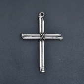 Çivili Haç Kolye Ucu - Antik Gümüş Kaplama - Kod:134 thumbnail 2