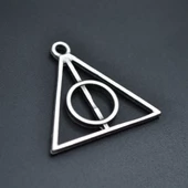 Harry Potter Ölüm Yadigarları Üçgen Kolye Ucu - Antik Gümüş Kaplama - Kod:169 - 1