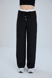 Kontrast Kemerli Keten Karışımlı Pantolon - 5