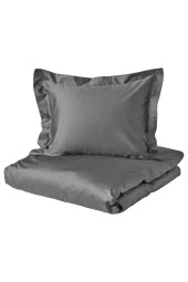 LUKTJASMIN Tek Kişilik Nevresim Seti Parlak Gri MeridyenDukkan 150x200/50x60 cm Parlak Kumaş - 1