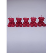 qosrix 5'li Kırmızı Ayıcık Mum Kına, Söz, Nişan, Nikah, Düğün, Bebek,Hediyelik - 3