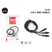Iphone, Micro ve Type-C Uyumlu Hızlı Şarj ve Data Kablosu 3in1 66w - 1