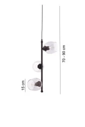 Umur Aydınlatma Minör 3'lü Siyah Füme Cam Boy Sarkıt Avize thumbnail 3