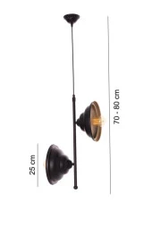 Umur Aydınlatma Togo 2'li Siyah Sıralı Boy Sarkıt Avize thumbnail 3