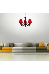 Umur Aydınlatma Albert 3'lü Siyah Kırmızı Şapkalı Sarkıt Avize thumbnail 2