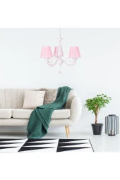 Umur Aydınlatma Albert 3'lü Beyaz Pembe Şapkalı Sarkıt Avize thumbnail 2