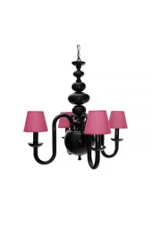 Umur Aydınlatma Roda 4'lü Siyah Fuşya Şapkalı Lüks Avize thumbnail 1