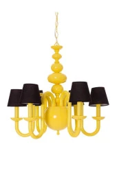 Umur Aydınlatma Roda 6'lı Sarı Siyah Şapkalı Lüks Sarkıt Avize thumbnail 1