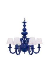 Umur Aydınlatma Roda 6'lı Parlement Mavisi Beyaz Şapkalı Lüks Avize thumbnail 1