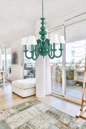 Umur Aydınlatma Roda 6'lı Yeşil Beyaz Şapkalı Sarkıt Avize thumbnail 1