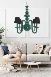 Umur Aydınlatma Roda 4'lü Yeşil Siyah Şapkalı Sarkıt Avize thumbnail 3