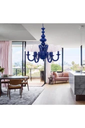 Umur Aydınlatma Roda 6'lı Parlement Mavisi Beyaz Şapkalı Lüks Avize thumbnail 2