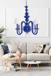 Umur Aydınlatma Roda 4'lü Parlement Mavi Beyaz Şapkalı Sarkıt Avize thumbnail 4