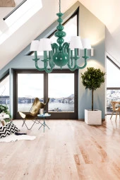 Umur Aydınlatma Roda 6'lı Yeşil Beyaz Şapkalı Sarkıt Avize thumbnail 3