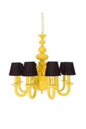 Umur Aydınlatma Roda 8'li Sarı Siyah Şapkalı Lüks Sarkı Avize thumbnail 1