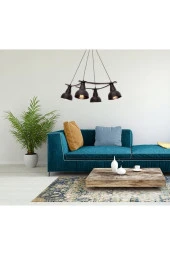 Umur Aydınlatma Inka 4'lü Lav Şapkalı Siyah Avize Sarkıt thumbnail 5