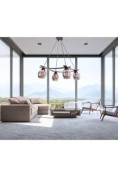 Umur Aydınlatma Inka 4'lü Siyah Lins Füme Camlı Sarkıt Avize thumbnail 3