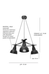 Umur Aydınlatma Inka 3'lü Eskitme Lav Şapkalı Avize Sarkıt thumbnail 3