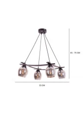 Umur Aydınlatma Inka 4'lü Siyah Lins Füme Camlı Sarkıt Avize thumbnail 4