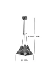 Umur Aydınlatma Lav 3'lü Siyah Sarkıt Avize thumbnail 4