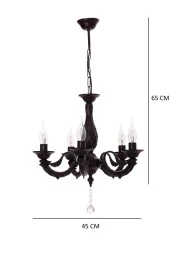 Umur Aydınlatma Albert 5'li Siyah Minimalist Avize Sarkıt thumbnail 3