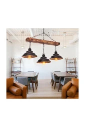 Umur Aydınlatma Togo 3'lü siyah ahşap sarkıt avize thumbnail 2