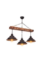 Umur Aydınlatma Togo 3'lü siyah ahşap sarkıt avize thumbnail 1