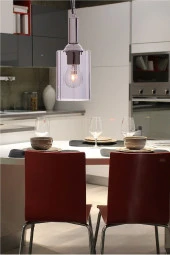 Umur Aydınlatma Minör tekli krom füme boru cam sarkıt avize thumbnail 2