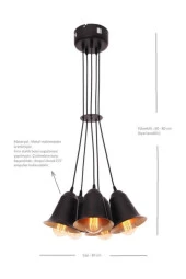 Umur Aydınlatma Padova 5'li Siyah Sarkıt Avize thumbnail 4