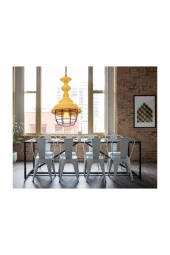 Umur Aydınlatma Togo Sarı parlak lake boyalı sarkıt avize thumbnail 3