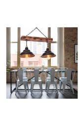 Umur Aydınlatma Togo 2'li ahşap siyah sıralı sarkıt avize thumbnail 2