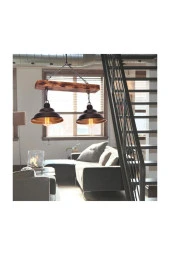 Umur Aydınlatma Togo 2'li ahşap siyah sıralı sarkıt avize thumbnail 4