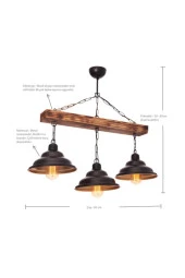 Umur Aydınlatma Togo 3'lü siyah ahşap sarkıt avize thumbnail 4