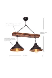 Umur Aydınlatma Togo 2'li ahşap siyah sıralı sarkıt avize thumbnail 3