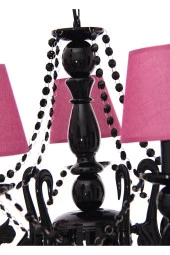 Umur Aydınlatma Bella Retro 5'li Siyah Fuşya Şapkalı Sarkıt Avize thumbnail 2