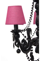 Umur Aydınlatma Bella Retro 5'li Siyah Fuşya Şapkalı Sarkıt Avize thumbnail 3