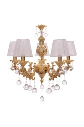 Umur Aydınlatma Şah 5'Li Sarı Kaplama Abajurlu Avize thumbnail 3