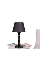 Umur Aydınlatma Orla Siyah Ayak Siyah Şapkalı Abajur thumbnail 1