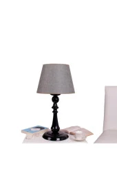 Umur Aydınlatma Orla Siyah Ayak Gri Şapkalı Abajur thumbnail 1