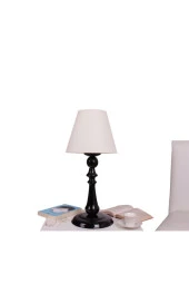 Umur Aydınlatma Orla Siyah Ayak Beyaz Şapkalı Abajur thumbnail 1
