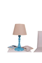 Umur Aydınlatma Orla Turkuaz Ayak Krem Şapkalı Abajur thumbnail 1